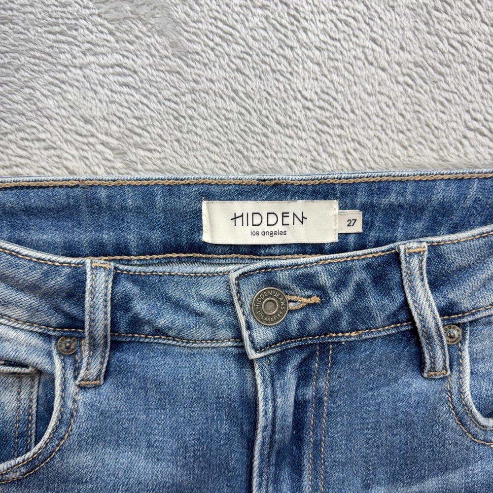 Hidden Jeans Wide Leg Womens 27 Blue Raw Hem Frayed Distressed Seam Detail Denim - Picture 3 of 7